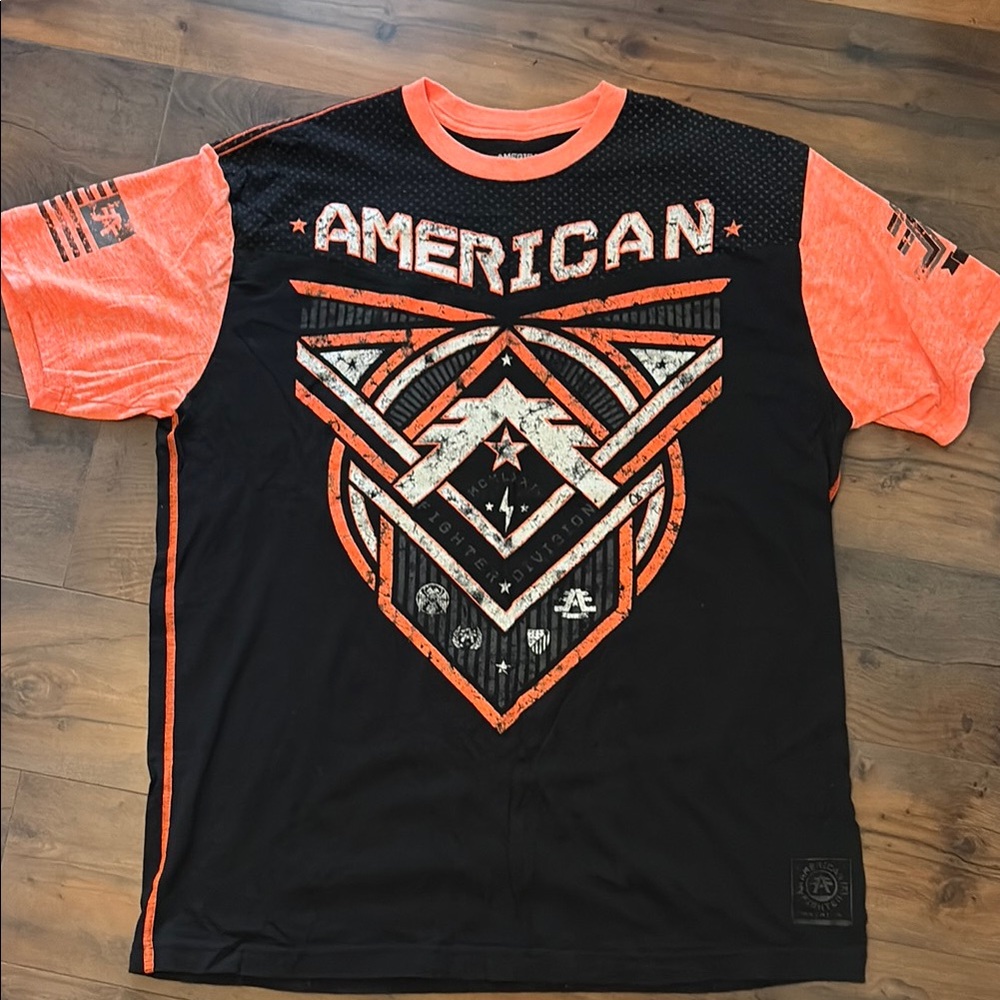 American Fighter Black and Orange Short Sleeve Tee